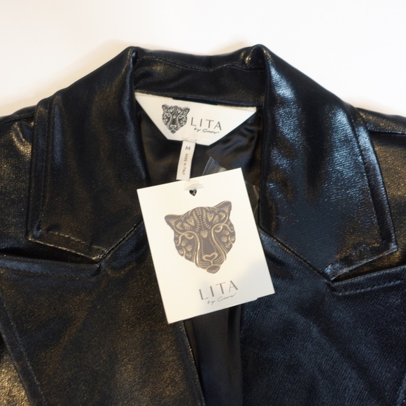 Lita By Ciara Jacket Coat Black Shiny Size M Viscose Blend $498 - Picture 10 of 13